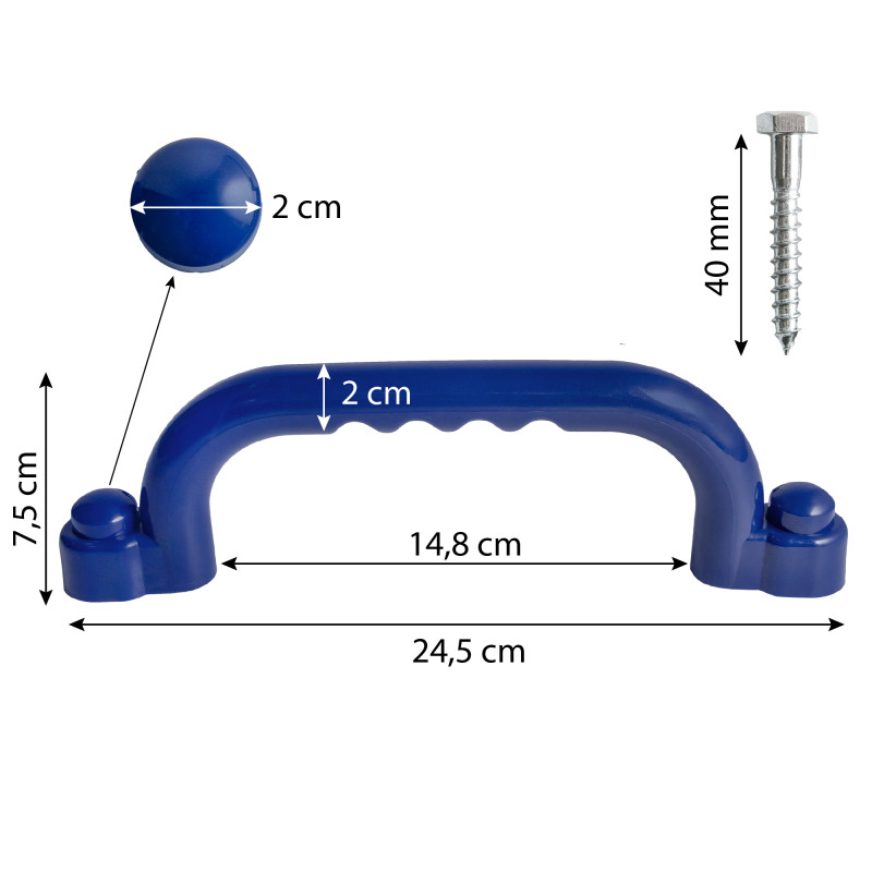 Uchwyty niebieskie 2 sztuki do domków drewnianych na plac zabaw do wspinaczki 245 mm