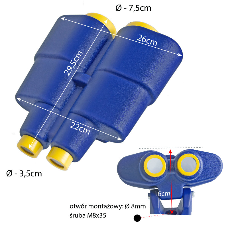 Lornetka na place zabaw niebiesko-żółta, zabawka edukacyjna