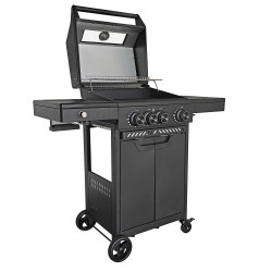 Grill gazowy HEATWAVE 3+1 LED żeliwny ruszt 11.9kW ogrodowy 113,4×49,2×109,4 cm