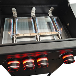 Grill gazowy HEATWAVE 3+1 LED żeliwny ruszt 11.9kW ogrodowy 113,4×49,2×109,4 cm