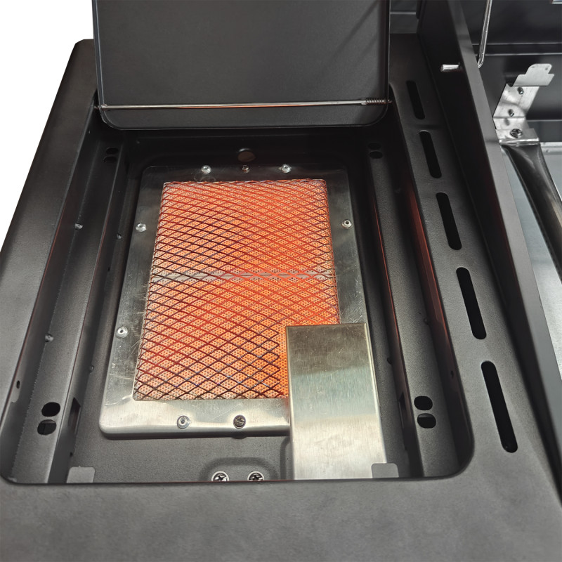 Grill gazowy HEATWAVE 3+1 LED żeliwny ruszt 11.9kW ogrodowy 113,4×49,2×109,4 cm