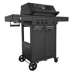 Grill gazowy HEATWAVE 3+1 LED żeliwny ruszt 11.9kW ogrodowy 113,4×49,2×109,4 cm