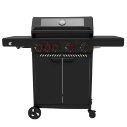 Grill gazowy HEATWAVE 4+1 LED żeliwny ruszt 13.7kW ogrodowy 123,4×49,2×109,4 cm