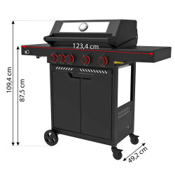 Grill gazowy HEATWAVE 4+1 LED żeliwny ruszt 13.7kW ogrodowy 123,4×49,2×109,4 cm