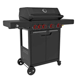 Grill gazowy HEATWAVE 4+1 LED żeliwny ruszt 13.7kW ogrodowy 123,4×49,2×109,4 cm