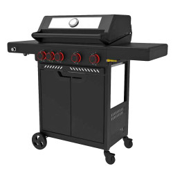Grill gazowy HEATWAVE 4+1 LED żeliwny ruszt 13.7kW ogrodowy 123,4×49,2×109,4 cm