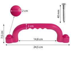 Uchwyty Różowe 2 sztuki do domków drewnianych na plac zabaw do wspinaczki 245 mm