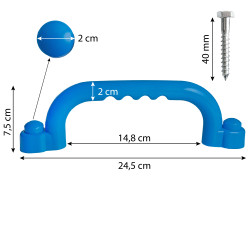 Uchwyty Błękitne 2 sztuki do domków drewnianych na plac zabaw do wspinaczki 245 mm