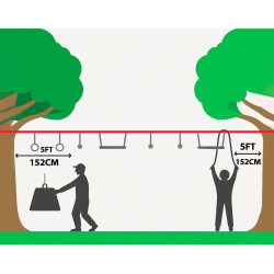 Tor przeszkód NINJA dla dzieci lina 10m zestaw Slackline zielony 7 przeszkód 200 kg