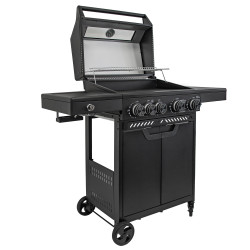 Grill gazowy HEATWAVE 4+1 LED żeliwny ruszt 13.7kW ogrodowy 123,4×49,2×109,4 cm