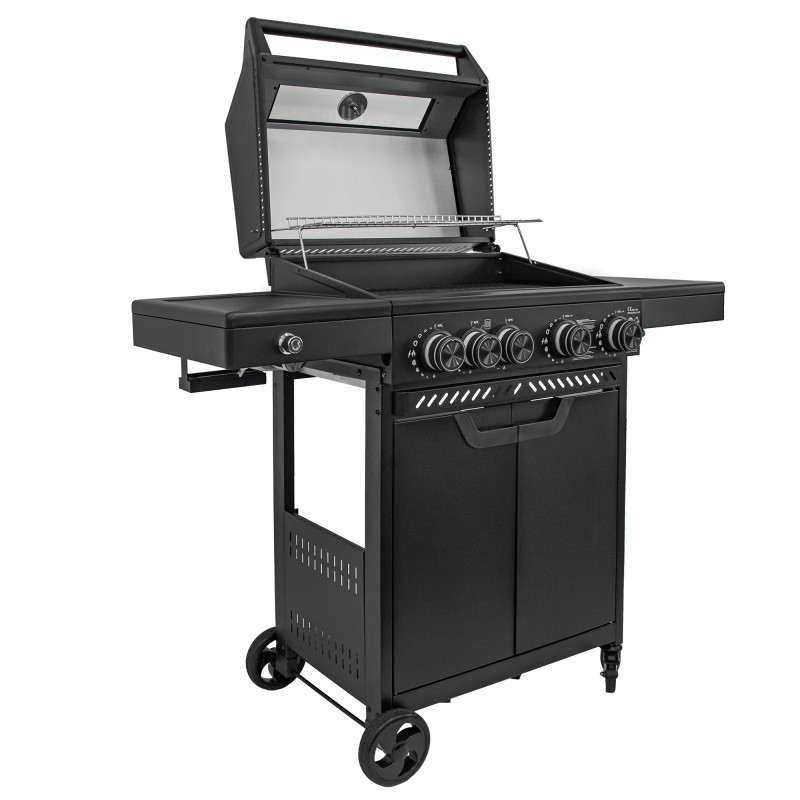 Grill gazowy HEATWAVE 4+1 LED żeliwny ruszt 13.7kW ogrodowy 123,4×49,2×109,4 cm
