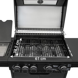 Grill gazowy HEATWAVE 4+1 LED żeliwny ruszt 13.7kW ogrodowy 123,4×49,2×109,4 cm