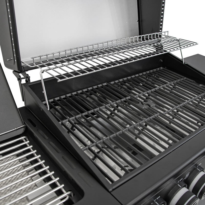 Grill gazowy HEATWAVE 4+1 LED żeliwny ruszt 13.7kW ogrodowy 123,4×49,2×109,4 cm