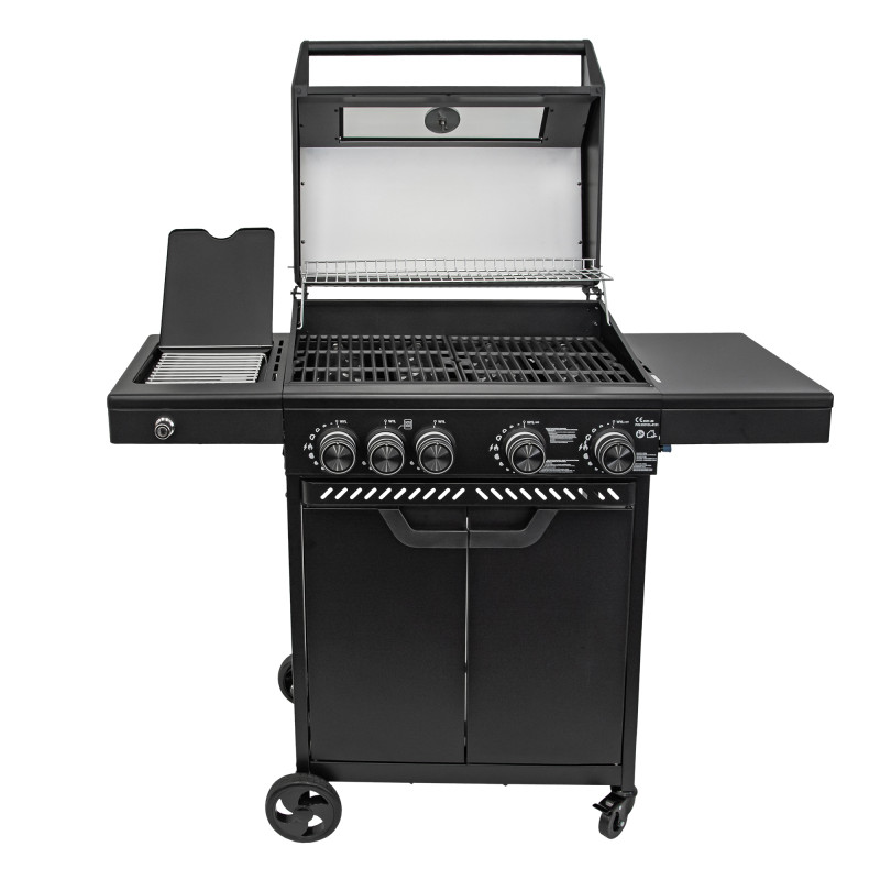 Grill gazowy HEATWAVE 4+1 LED żeliwny ruszt 13.7kW ogrodowy 123,4×49,2×109,4 cm