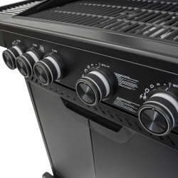 Grill gazowy HEATWAVE 4+1 LED żeliwny ruszt 13.7kW ogrodowy 123,4×49,2×109,4 cm