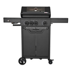 Grill gazowy HEATWAVE 3+1 LED żeliwny ruszt 11.9kW ogrodowy 113,4×49,2×109,4 cm