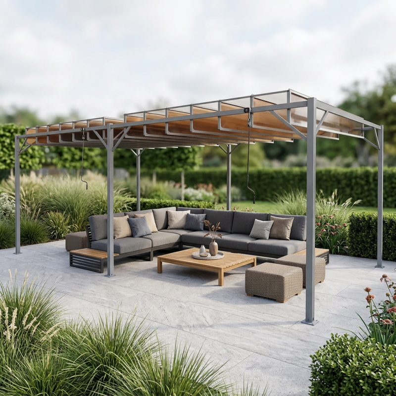 Pergola ogrodowa bioklimatyczna 3x6 z składanym lamelowym dachem 18mkw