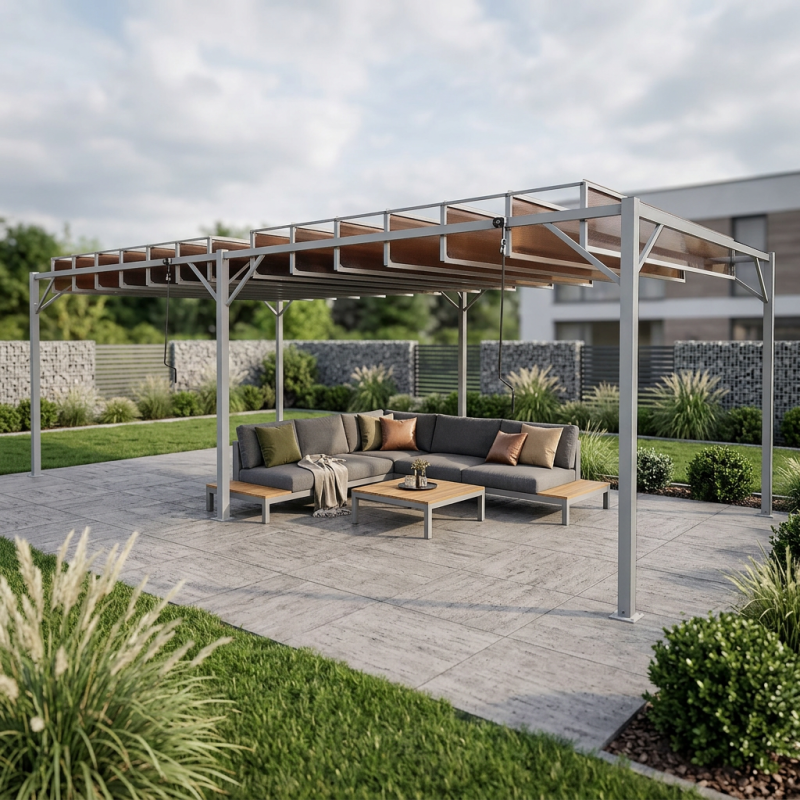 Pergola ogrodowa bioklimatyczna 3x6 z składanym lamelowym dachem 18mkw