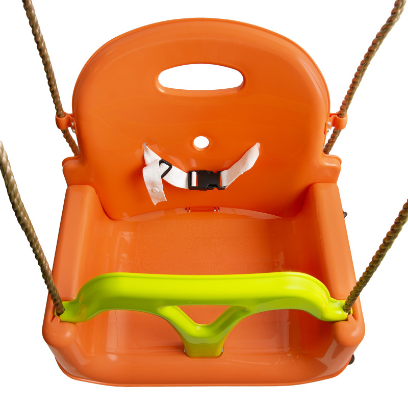Huśtawka BRIZO 3w1 pomarańczowo-limonkowe siedzisko kubełkowe