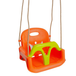 Huśtawka BRIZO 3w1 pomarańczowo-limonkowe siedzisko kubełkowe