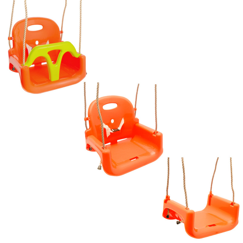 Huśtawka BRIZO 3w1 pomarańczowo-limonkowe siedzisko kubełkowe