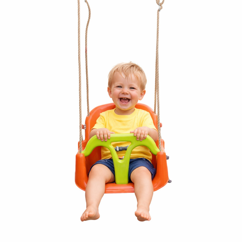 Huśtawka BRIZO 3w1 pomarańczowo-limonkowe siedzisko kubełkowe