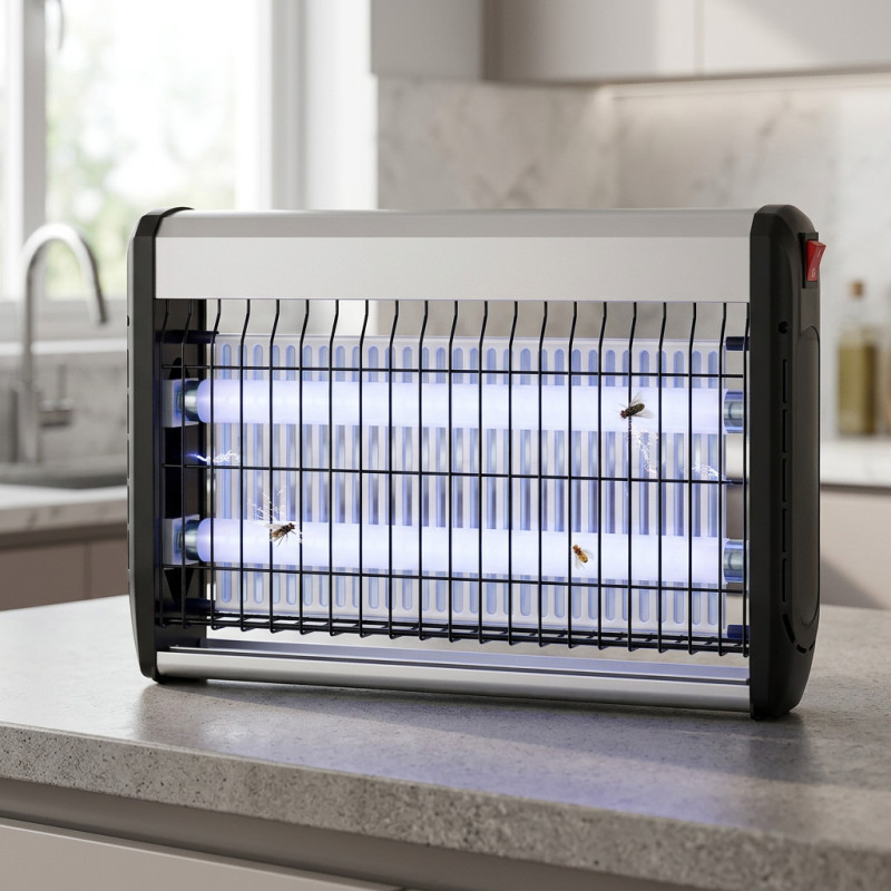Aluminiowa lampa owadobójcza UV 2x8W Wabik na komary