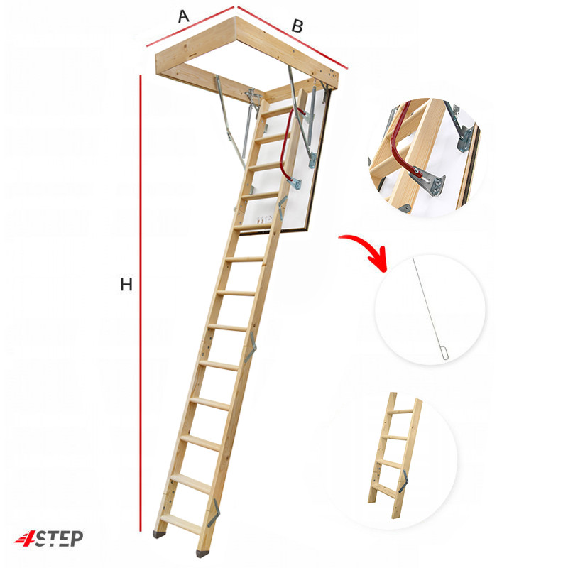 Drewniane schody strychowe GREENLINE 120x90 H-310 35mm
