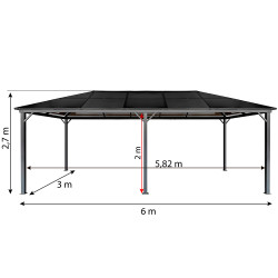 Pawilon ogrodowy 3x6 Altana pergola szara z poliwęglanowym dachem 18mkw
