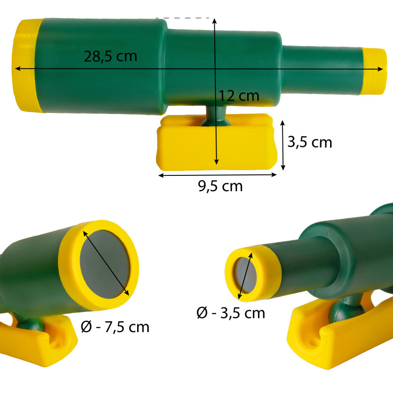 Teleskop zielono-żółty dla dzieci 28,5 cm na plac zabaw