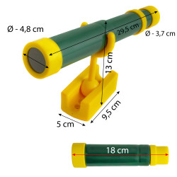 Teleskop ciemnozielono-żółty dla dzieci 29,5 cm z funkcją zoom na plac zabaw