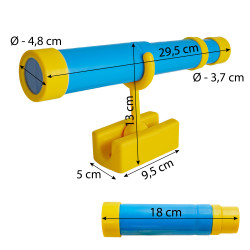 Teleskop niebiesko-żółty dla dzieci 29,5 cm z funkcją zoom na plac zabaw