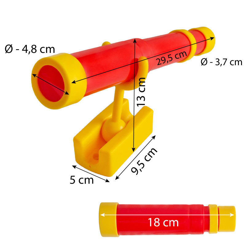 Teleskop czerwono-żółty dla dzieci 29,5 cm z funkcją zoom na plac zabaw