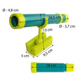Teleskop turkusowo-limonkowy dla dzieci 29,5 cm z funkcją zoom na plac zabaw