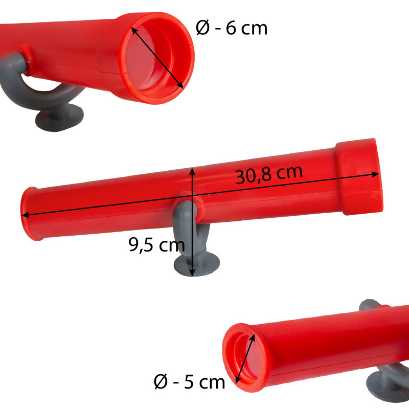 Teleskop czerwono-szary dla dzieci 30,8 cm długi na plac zabaw zabawka edukacyjna