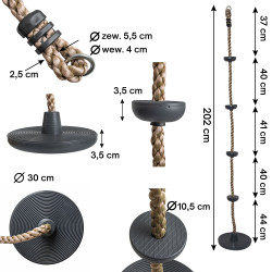 Siedzisko z liną wspinaczkową DYSK antracytowe