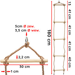 Drabinka linowa 5 szczebli 1 pkt zawieszenia na place zabaw