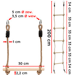 Drabinka linowa 5 szczebli 2 pkt zawieszenia na place zabaw