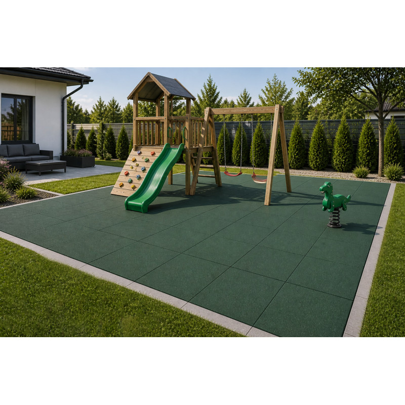 Nawierzchnia 50x50 cm na plac zabaw mata gumowa 20 mm GREEN
