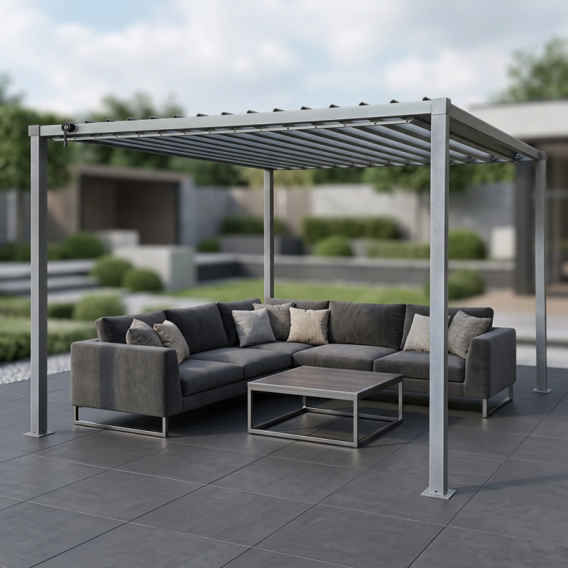 Pergola ogrodowa multiklimatyczna 3x3 z regulowanym stalowym dachem 9mkw