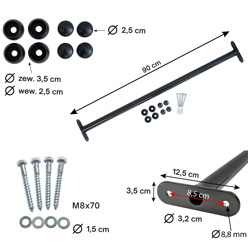 Metalowy drążek na plac zabaw 90 cm antracytowy