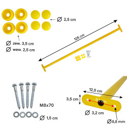 Metalowy drążek na plac zabaw 125 cm żółty