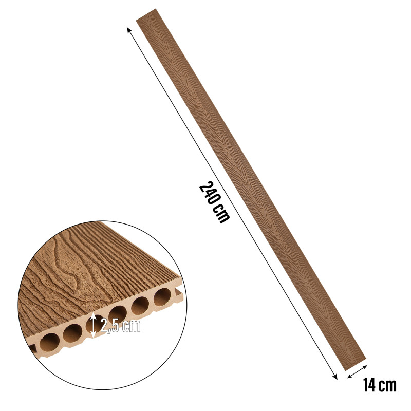 Deska tarasowa WPC 14x2,5x240 cm TEAK podest tarasowy 5 szt. 1,68mkw kompozytowa