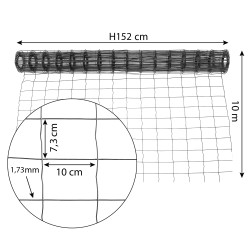 Siatka zgrzewana antracytowa PCV 1,5x10m ogrodzenie 75x100mm