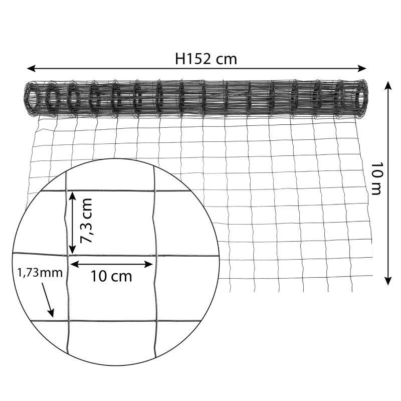 Siatka zgrzewana antracytowa PCV 1,5x10m ogrodzenie 75x100mm
