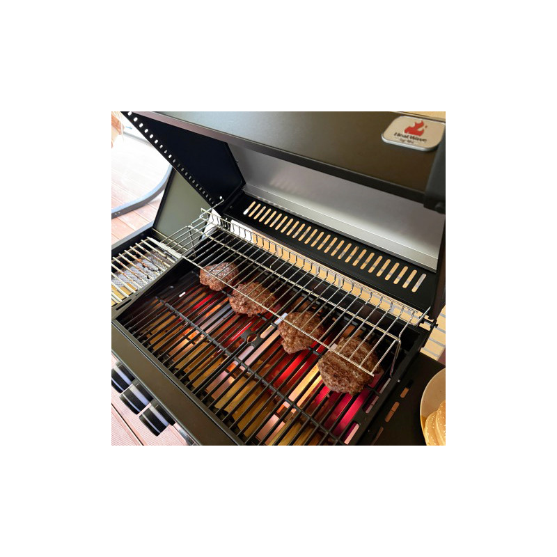 Grill gazowy HEATWAVE 4+1 LED żeliwny ruszt 13.7kW ogrodowy 123,4×49,2×109,4 cm