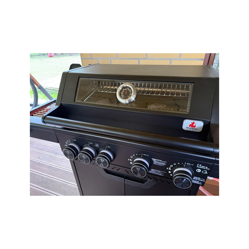 Grill gazowy HEATWAVE 4+1 LED żeliwny ruszt 13.7kW ogrodowy 123,4×49,2×109,4 cm
