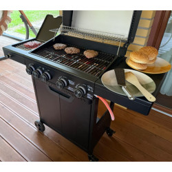 Grill gazowy HEATWAVE 4+1 LED żeliwny ruszt 13.7kW ogrodowy 123,4×49,2×109,4 cm