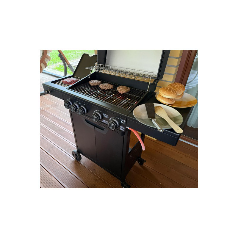 Grill gazowy HEATWAVE 4+1 LED żeliwny ruszt 13.7kW ogrodowy 123,4×49,2×109,4 cm
