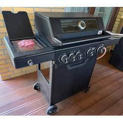 Grill gazowy HEATWAVE 4+1 LED żeliwny ruszt 13.7kW ogrodowy 123,4×49,2×109,4 cm